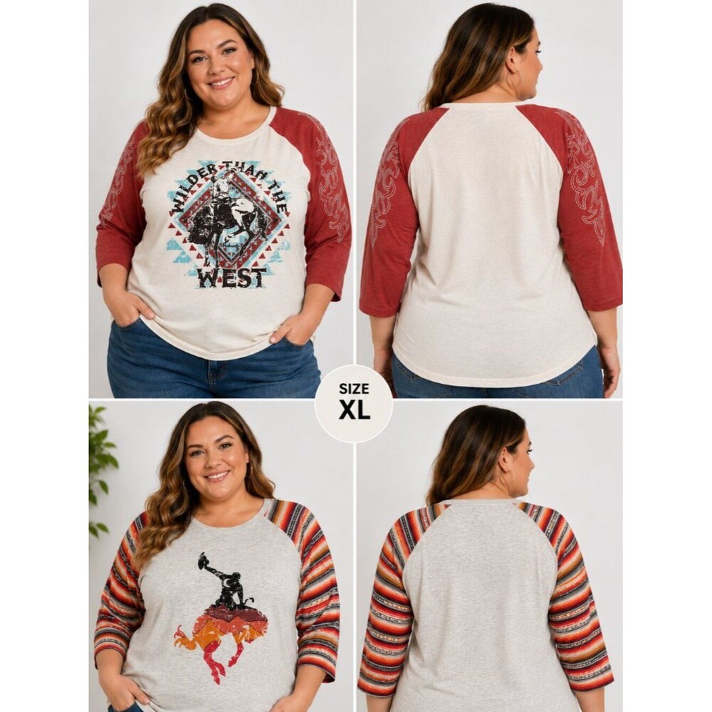 Panhandle Western Graphic Tee Bundle 2pc Wild West Rodeo Serape XL